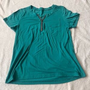 blue zipper shirt, Roz and Ali, size medium